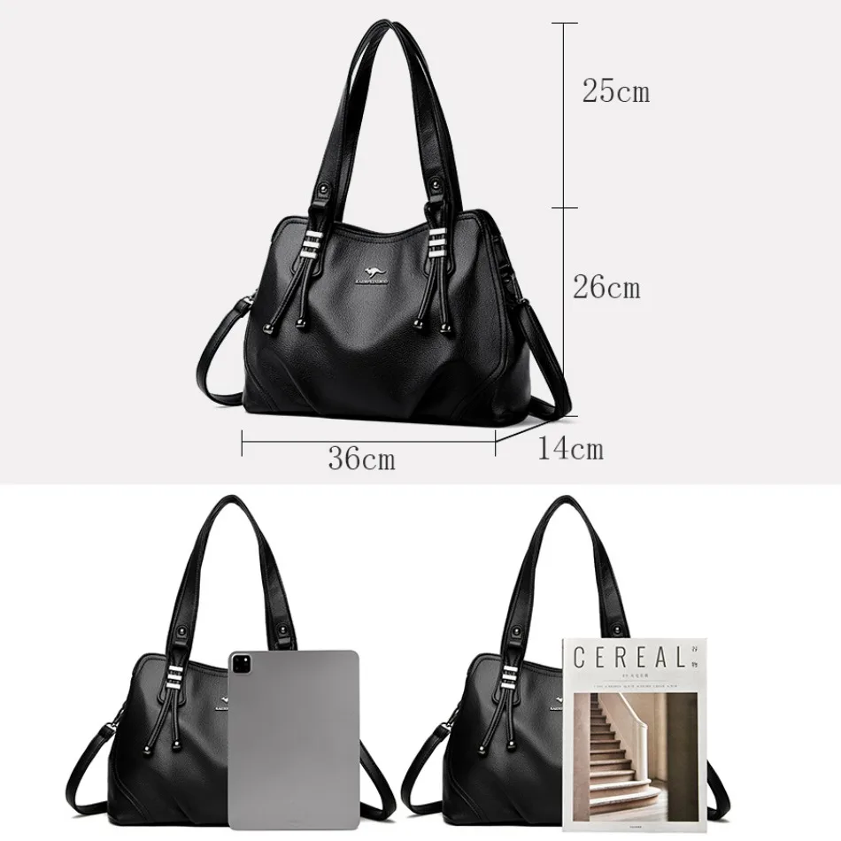 Casual Tote Bag Luxury Handbags Women Bags Designer Purses and Handbag High Quality Soft Leather 2 Layers Shoulder Crossbody Bag