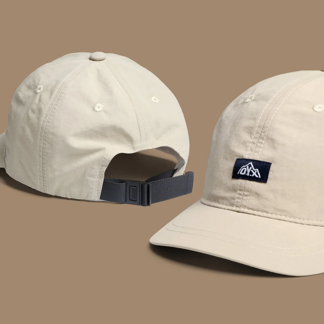 Vintage-inspirierte koreanische Baseballkappe aus leichtem, schnell trocknendem Polyester, verstellbarer Sonnenschutz mit Schnallenverschluss, atmungsaktive Krempe – Detail 2