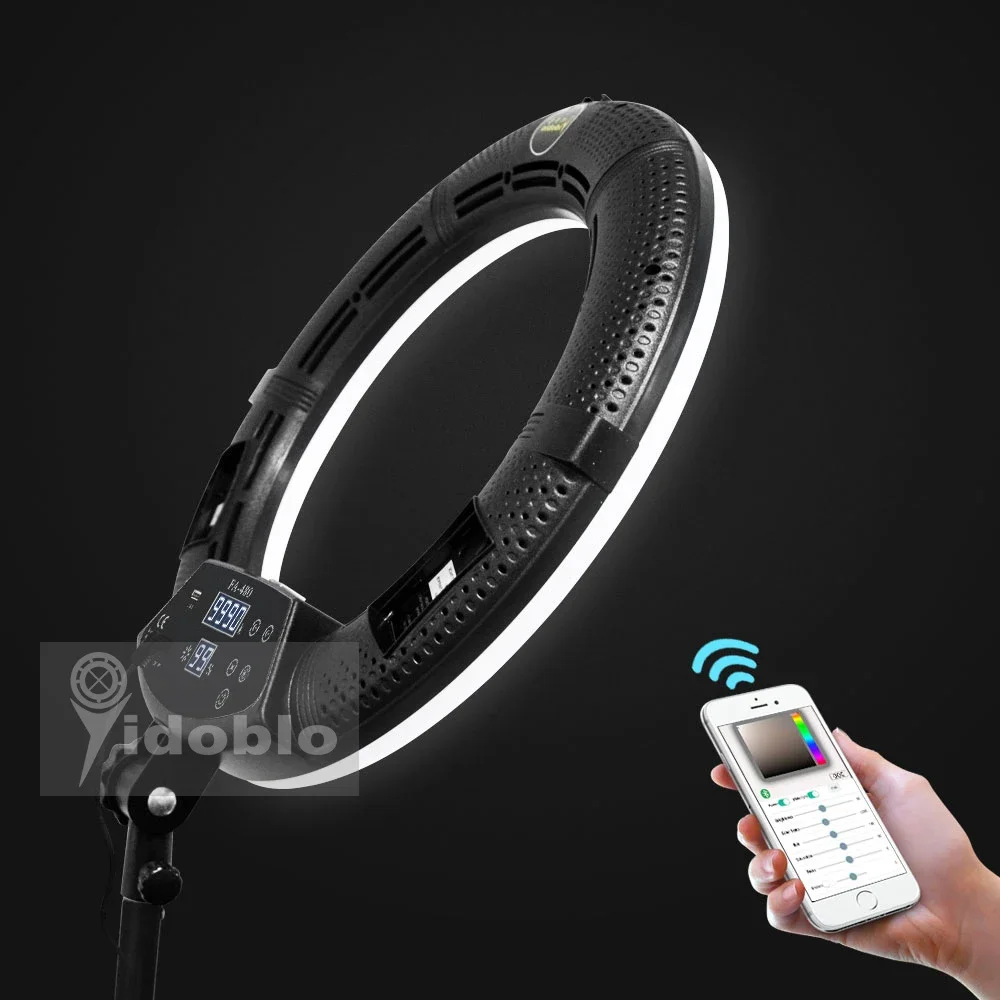 

Yidoblo FA-480II Bluetooth Control Dimmable Ring Light Touch Screen USB Charger LED Video Light Makeup Ring Lamp 2800K-9900K
