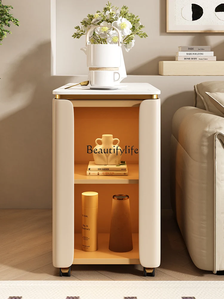 Light Luxury Side Cabinet Living Room Square Table Side Table Gap Tea Cabinet Cream Wind Mobile Sofa Side Table