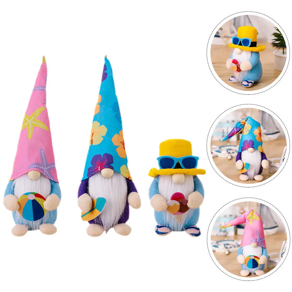 

3Pcs Surfing Gnome Decoration Summer Beach Elf Desktop Dwarf Ornament Party Home Gift Summer Gnomes Decorations for Home