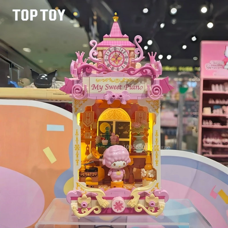 

Sanrio Family Night Language Phantom Series Строительная головоломка Строительные блоки Коллекция украшений Kuromi Детский подарок