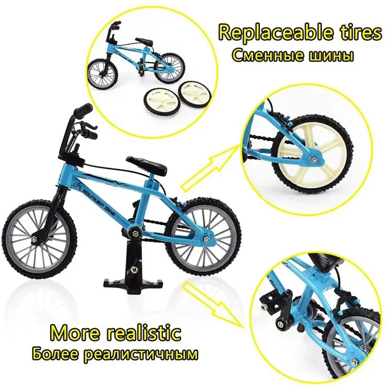 Boy Toys Finger Skateboards bicicletta con corda freno simulazione blu lega Finger Bike Toys for Children Gift Mini Size