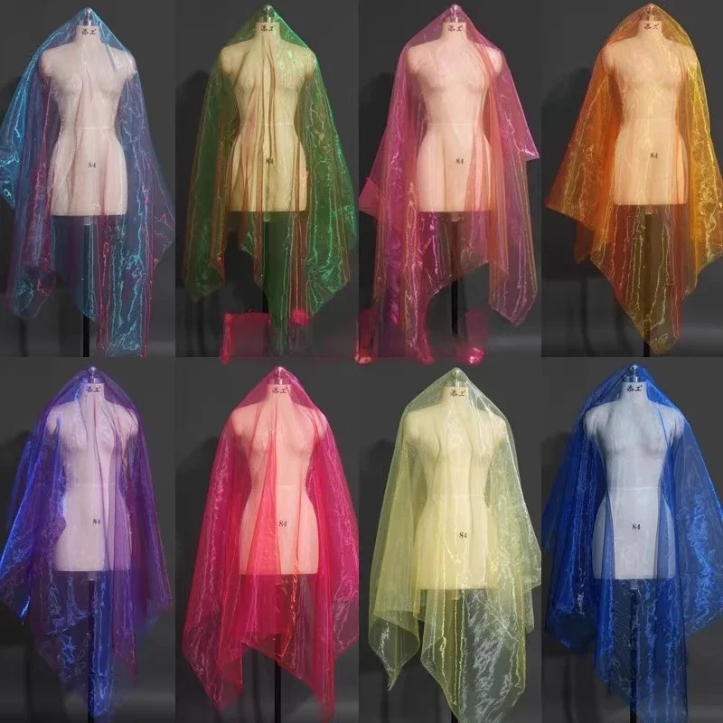 100x150cm Colorful Organza Tull Gradient Flashing Fabric for Designer Styling Shiny Dress Clothes Accessories Stage Decor view 2