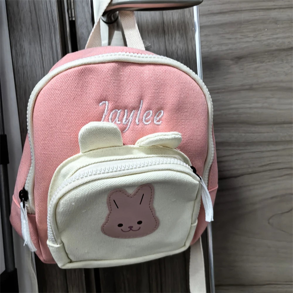 

Cartoon BunnySmall Size Children's Backpack Personalized Name Canvas Girl's Schoolbag Custom Name Kindergarten Kids Snackbags