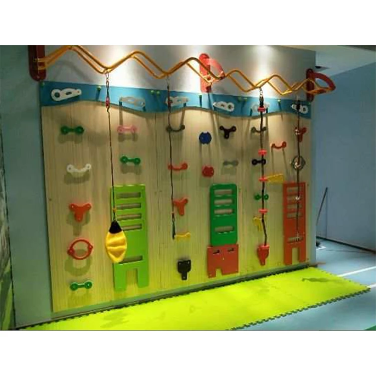Kids Indoor Playground Equipment, Wooden Climbing Wall for Exercise and Play, Home Gym Set