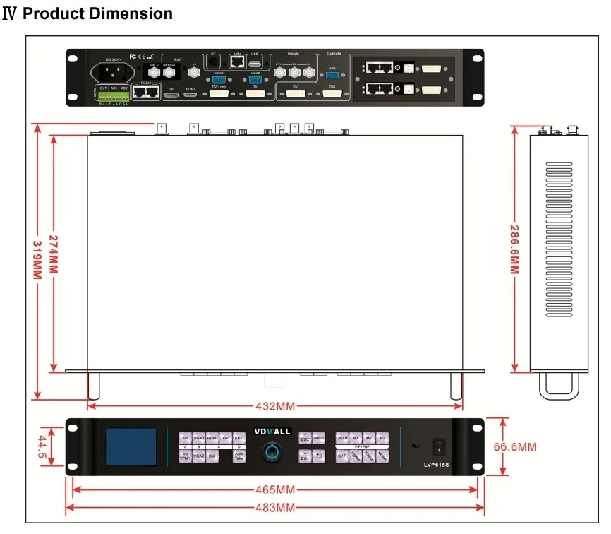 4K Video processor VDWALL LVP615S  LVP909 LVP919 P1.8 16:9 4:3 LED Rental LED Display Screen Video Wall Panel video processor