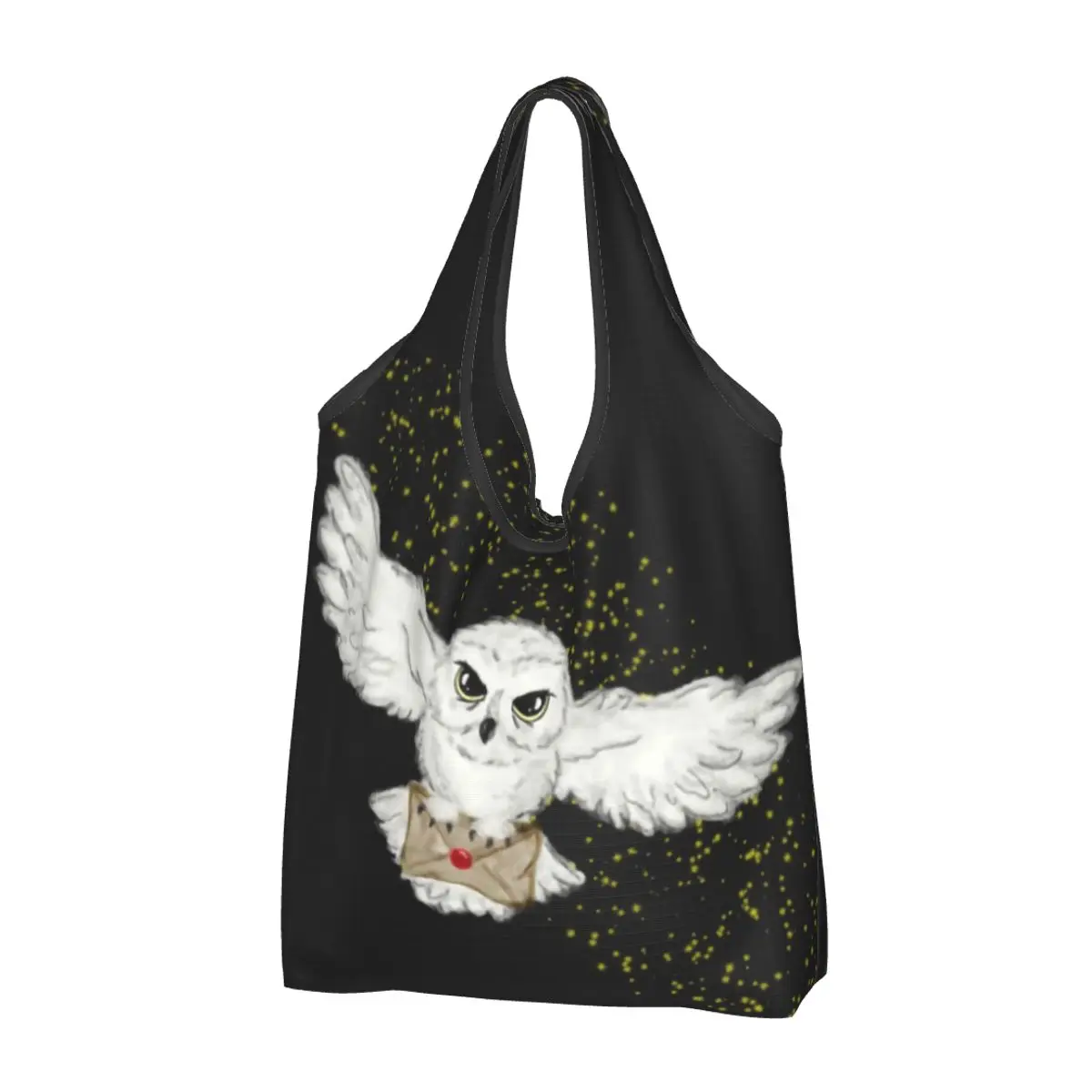 Cute Print Owl Flight Shopping Tote Bags Portable Shoulder Shopper Wildlife Bird Handbag