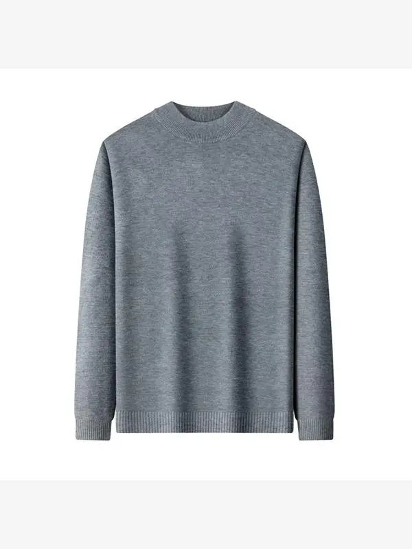 

Мужской вязаный свитер Slim Fit с высоким воротником, базовый слой, молодежная мода, осенне-весенний цвет, длинная внутренняя одежда све