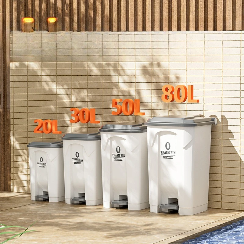 

20l 30L 50L Heavy Duty Plastic Garbage Bin Large PP Trash Can Wheels Swing Lid Kitchen Outdoor Garage Commercial Use Garbage Can