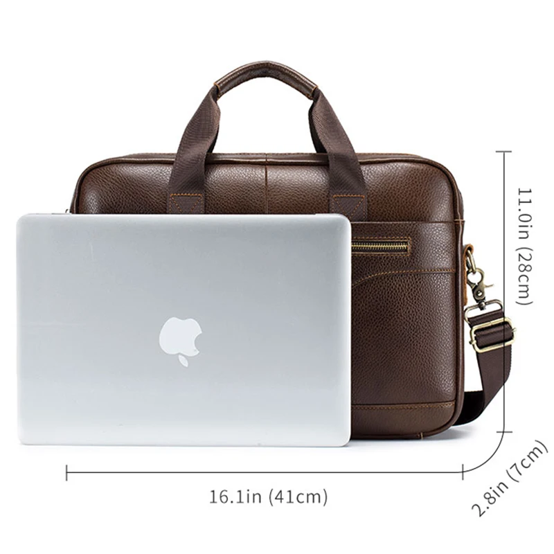 Classic Men's Genuine Leather Briefcase Vintage Cowhide Man Laptop Briefcases Shoulder Messenger Office Business Handbags