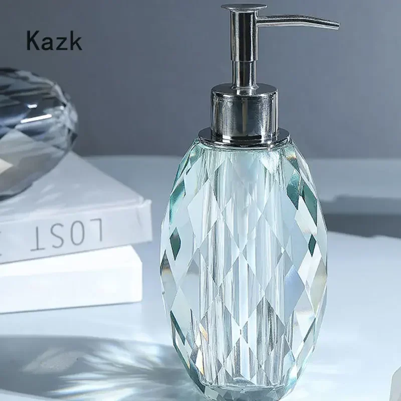 Light Luxury Crystal Transparent Soap Bottle Push Type Glass Shampoo Bottle Soap Dispenser Household Bathroom Accessories