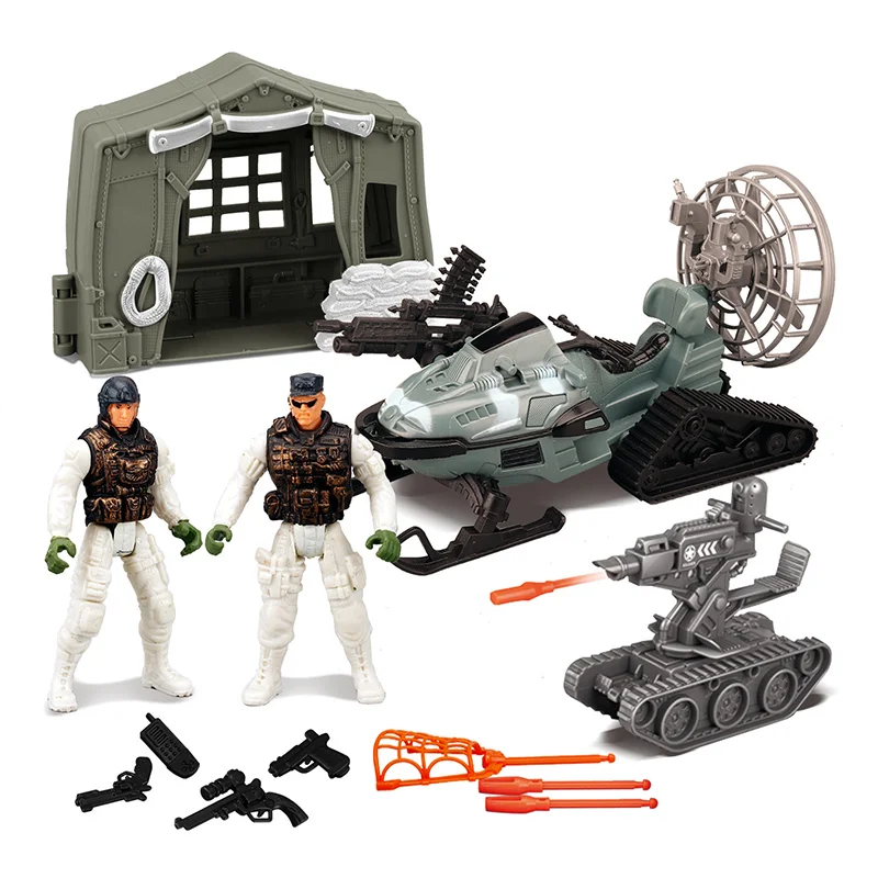 DIY Special Army Forces Toys With Military Tents Snowmobile Tank Military Parts Camouflage Soldiers Play For Boy Gifts