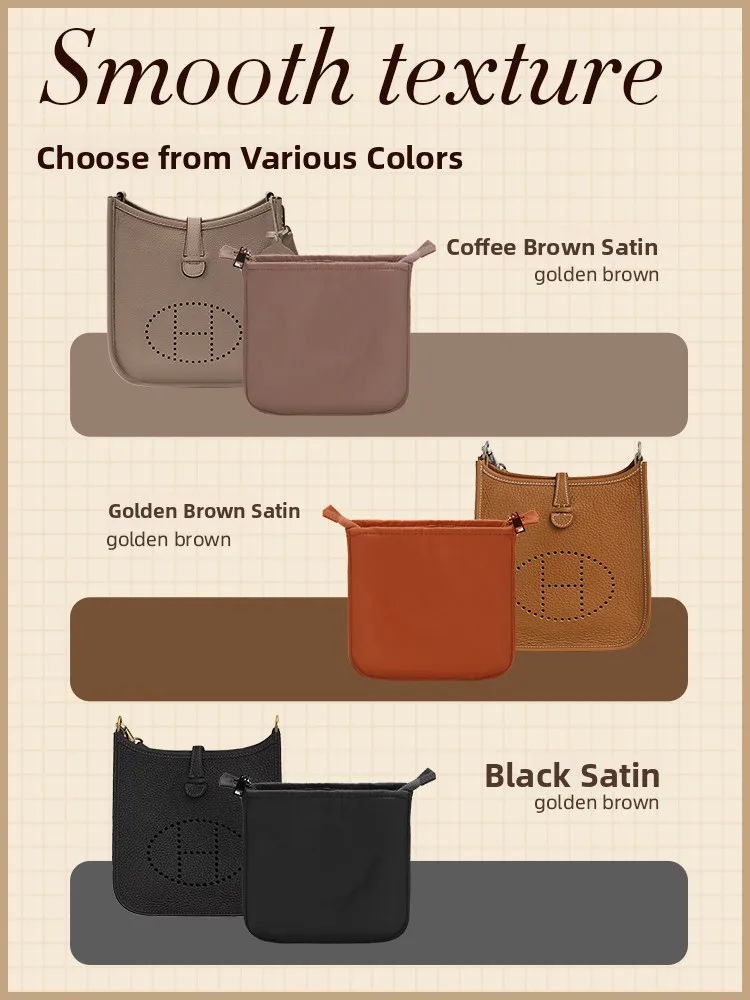 

Herms Evelyn Inner Bag Silk Cube Storage Organizer Ladies Purse Support Bag Pure Color Anti-soil Home Storage Accories