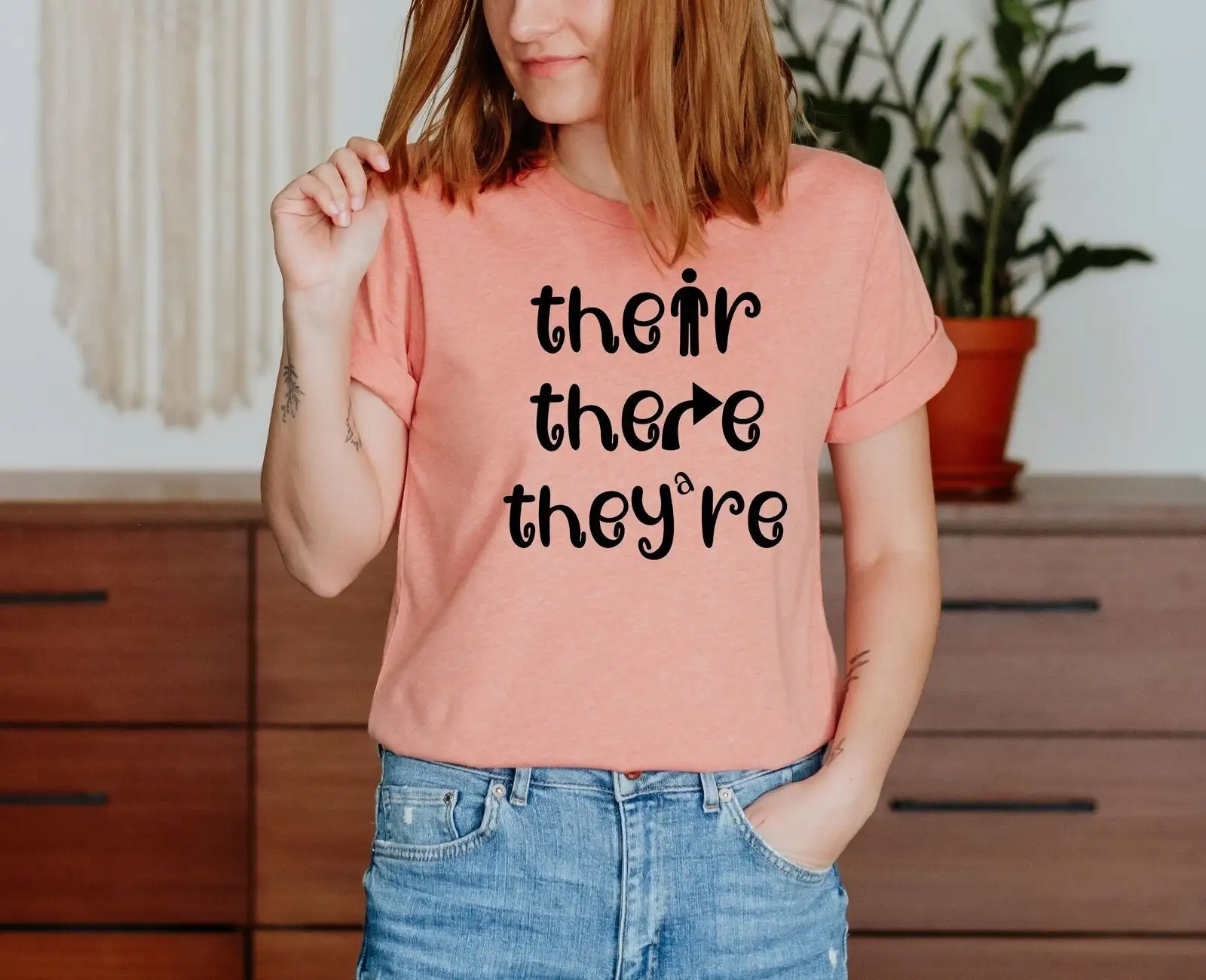 English Literary Teacher T Shirt Funny Language Arts Appreciation Cute There Their They'Re Esl Grammar