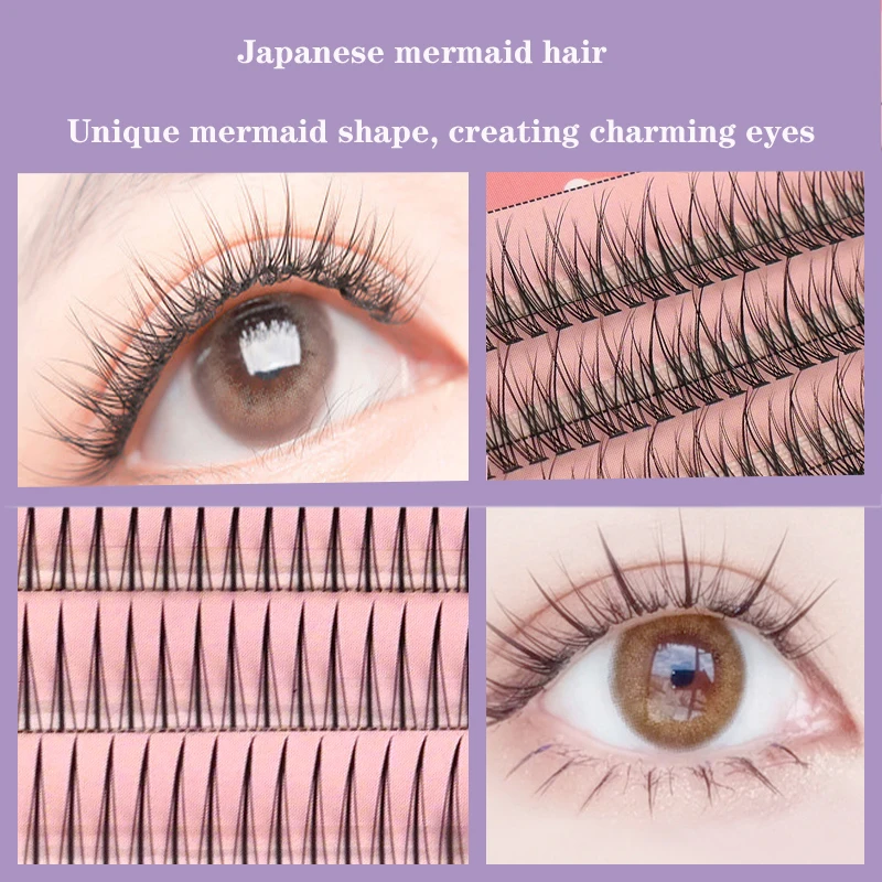 120 Clusters/box Fishtail Eyelashes Natural Slender Cross Simulation Thick Fish Tail Individual Lashes Extension Soft Curly