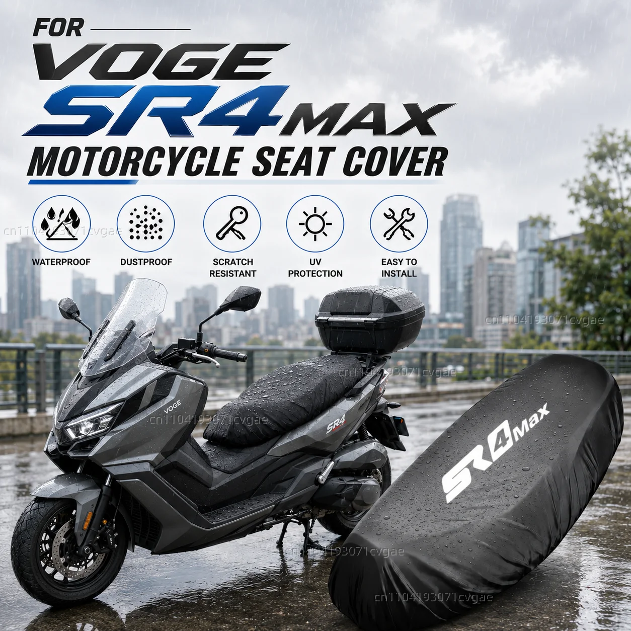 Für VOGE SR4MAX SR4 MAX sr4max 2022 2023 2024 2025 Motorrad Regen-Sitzbezug Wasserdichter Sattelbezug Schwarz 210D UV-Schutz