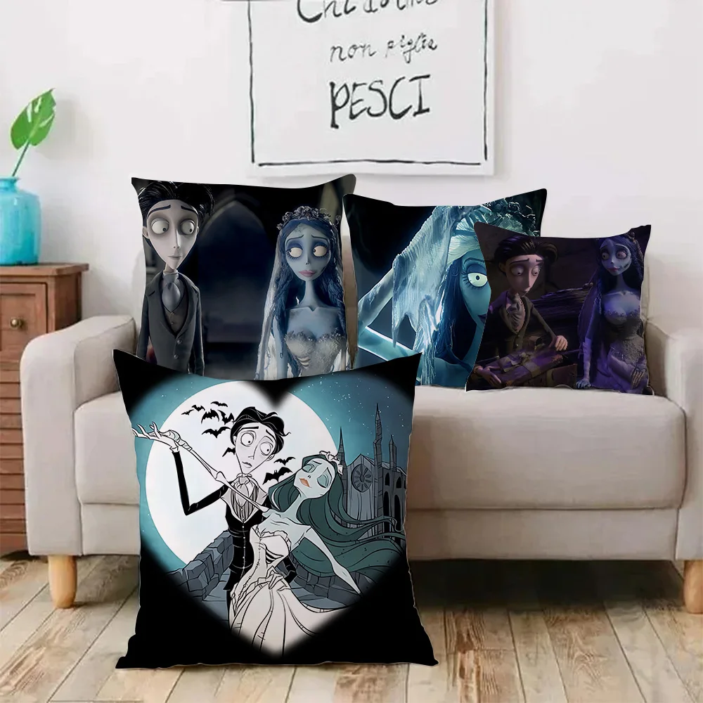 C-Corpse Bride Cartoon Anime Pillow Covers Cartoon Sofa Decorative Home Double-sided Printing Short Plush Cute Cushion Cover