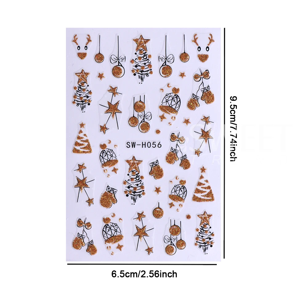 4 قطعة 2026 السنة الجديدة مسمار ملصقات ساعة العد التنازلي تصميم بريق لامع قفازات الشمبانيا مسمار المنزلق الشارات لعيد الميلاد مانيكير