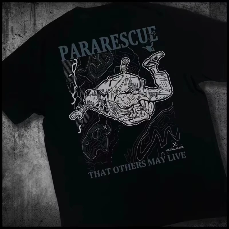 

2026 Воздушно-десантная спасательная пергарация PJ Футболка с короткими рукавами для спецназа Военная тактическая футболка с круглым вырезом в стиле милитари Мужской повседневный топ