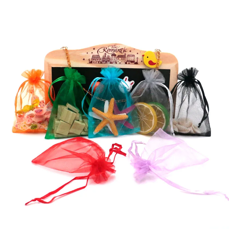 20/30/50pcs Organza Gift Bag Jewelry Packaging Bag Wedding Party Candy Packing Favors Pouches Drawable Bags Present Pouches