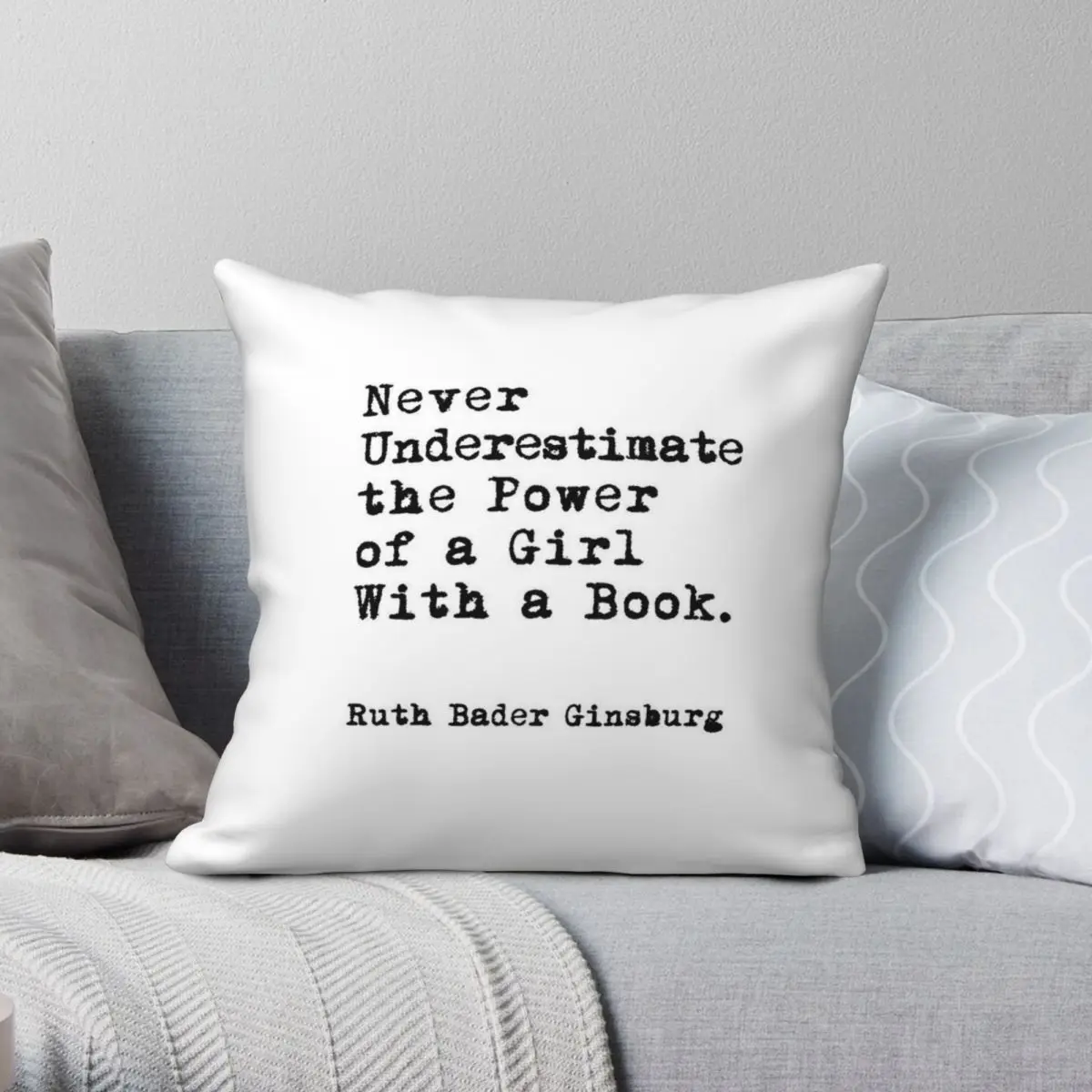 RBG Power Of Girl With Book Square Pillowcase Polyester Linen Velvet Printed Zip Decor Pillow Case Sofa Seater Cushion Case 18