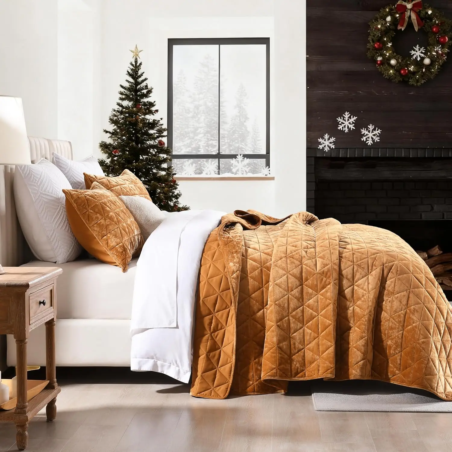 

Velvet Quilt Set Queen Size Bedding Set, Caramel Gold Comforter Queen Size, Soft Bedspreads, Plush Lightweight Bedding·Hot Sale