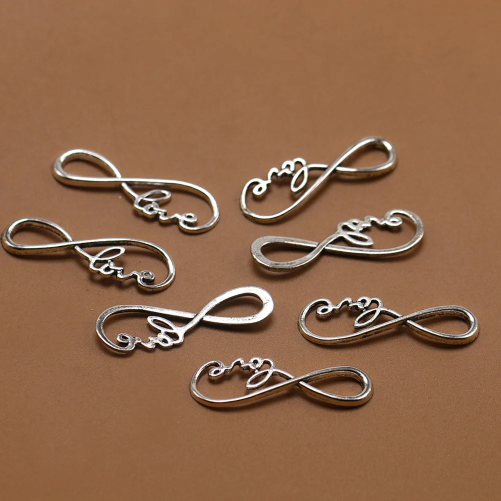 

50pcs Connector Jewelry Charms Alloy 8 Shape Love Letter Pendant Diy Craft For Necklace Bracelet Keychain Anklet Silver