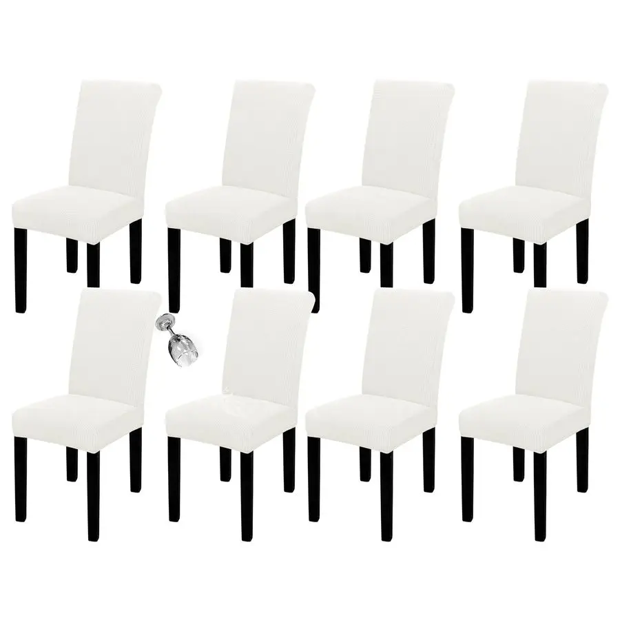 

100 Waterproof Dining Room Chair Cover Set of 8, Stretch Jacquard Parson Chair Slipcover Removable Washable Chair Protector for