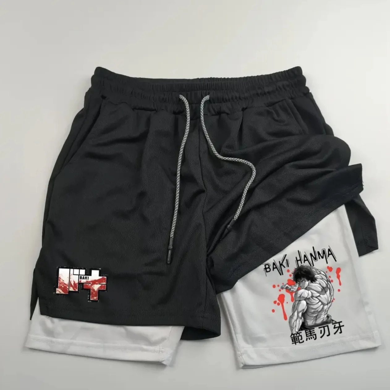 

Men's Summer Running Sport Casual orts Double Layer 2 in Baki Hanma Blade Tooth Faion Urban Sle Polyester Fiber