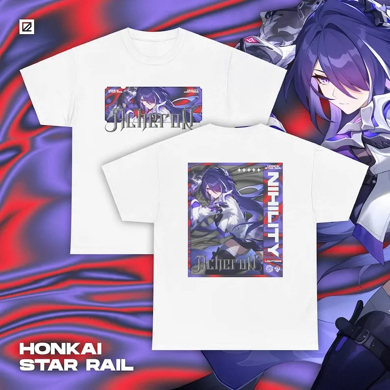 Honkai Star Rail Acheron Shirt HSR Gacha Game Merch Fan Shirt Unisex Cotton For Gifts