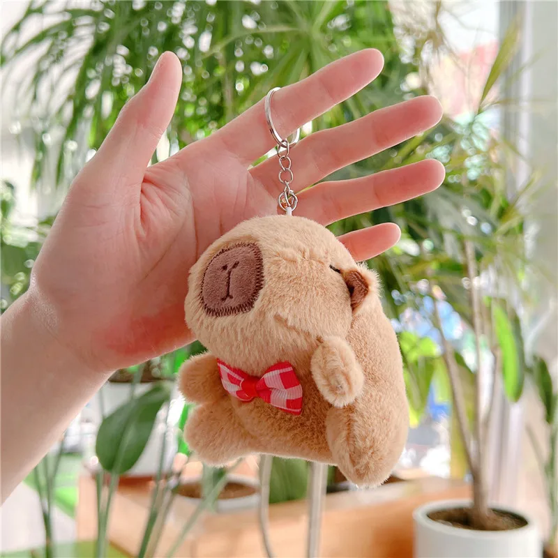 Kawaii Capibara Plushies Keychain Toys Cartoon Pendant Soft Stuffed Dolls Keychains Backpack Car Bag Key Rings Decor Kids Gifts
