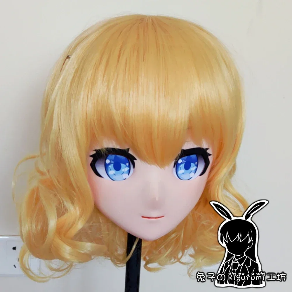 (R-Mask 10) BJD Crossdresser Doll Silicone Cosplay Mask Full Head Girl Resin Anime Touhou Project Alice Kigurumi Cosplay Mask