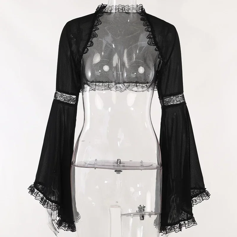 Woman Gothic Harajuku Street Mesh Print Sling Black Dresses Velvet Lace Corset Bandage Midi Dress Club Party Summer 2023