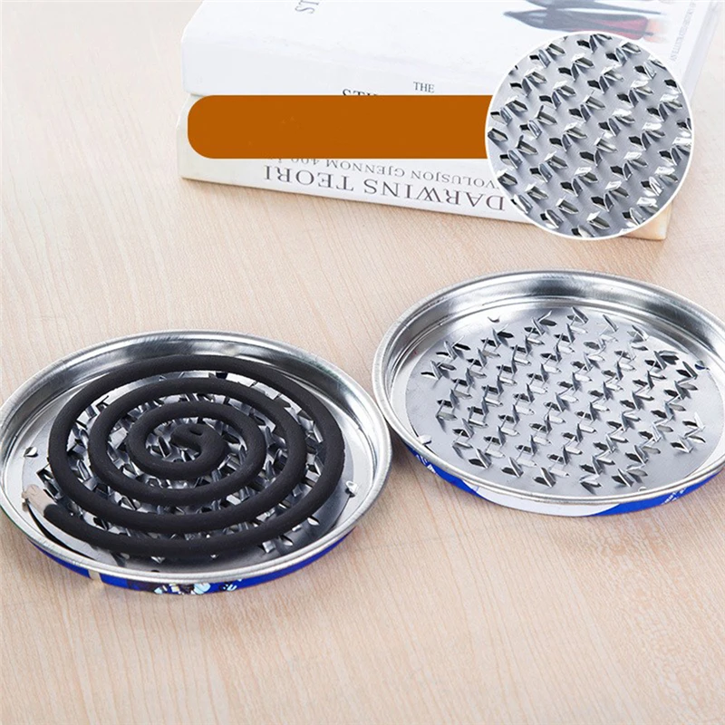 Mosquito Coil Holder Tray Frame Safe Metal Round Rack Plate Spiral Incense Insect Repellent /1pcs Random Flyswatter