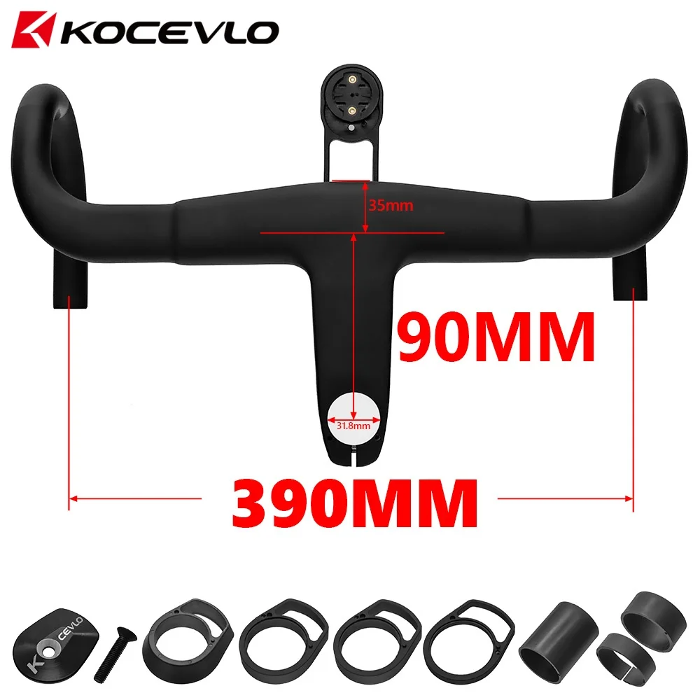 KOCEVLO H11 Carbon Road Stuur Met Stuurpen 28.6/31.8mm Geïntegreerd stuur OD2 Racefiets bar 390/400/420MM