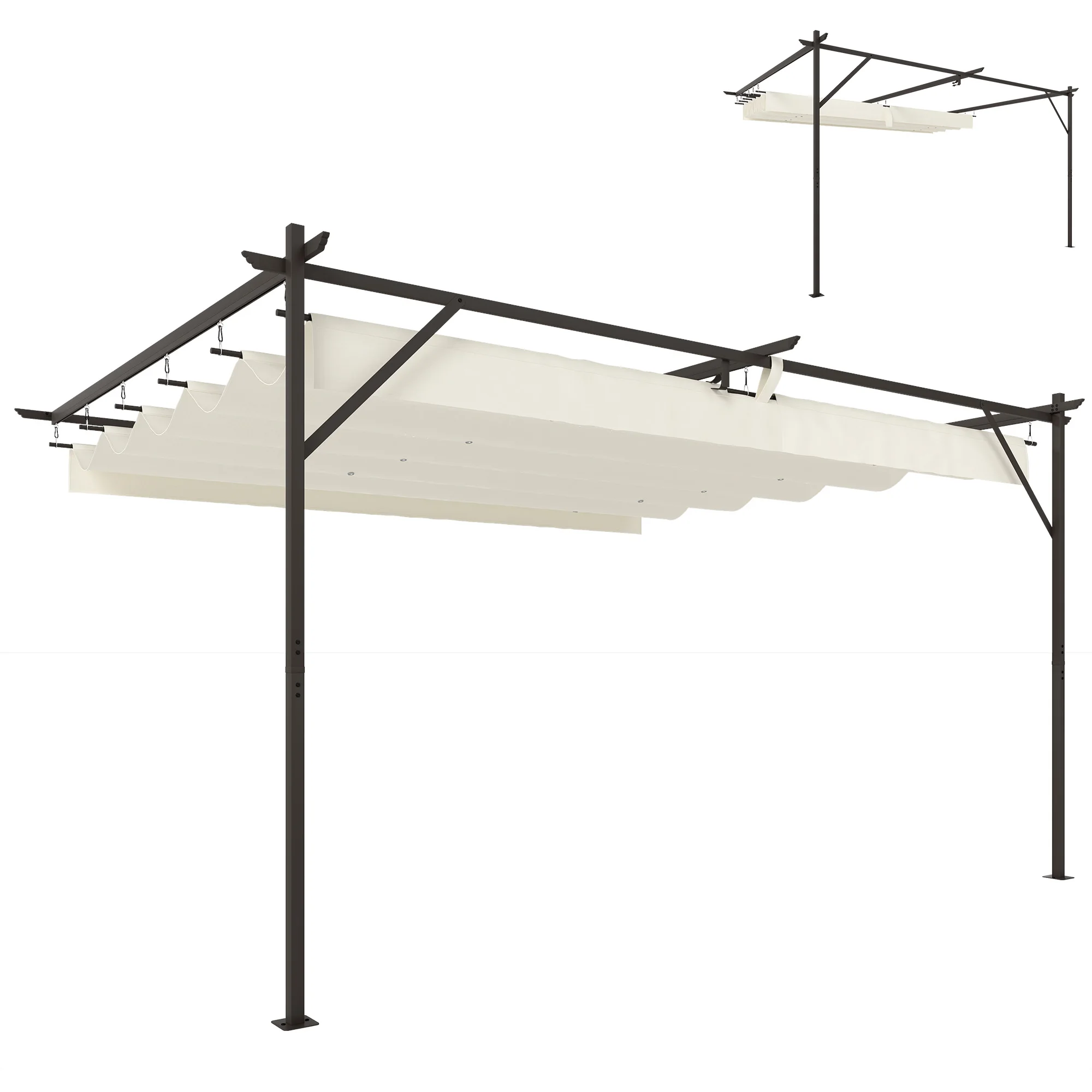 Outsunny Pergola Outsunny staal, crèmekleurige polyester stof - afbeelding 2