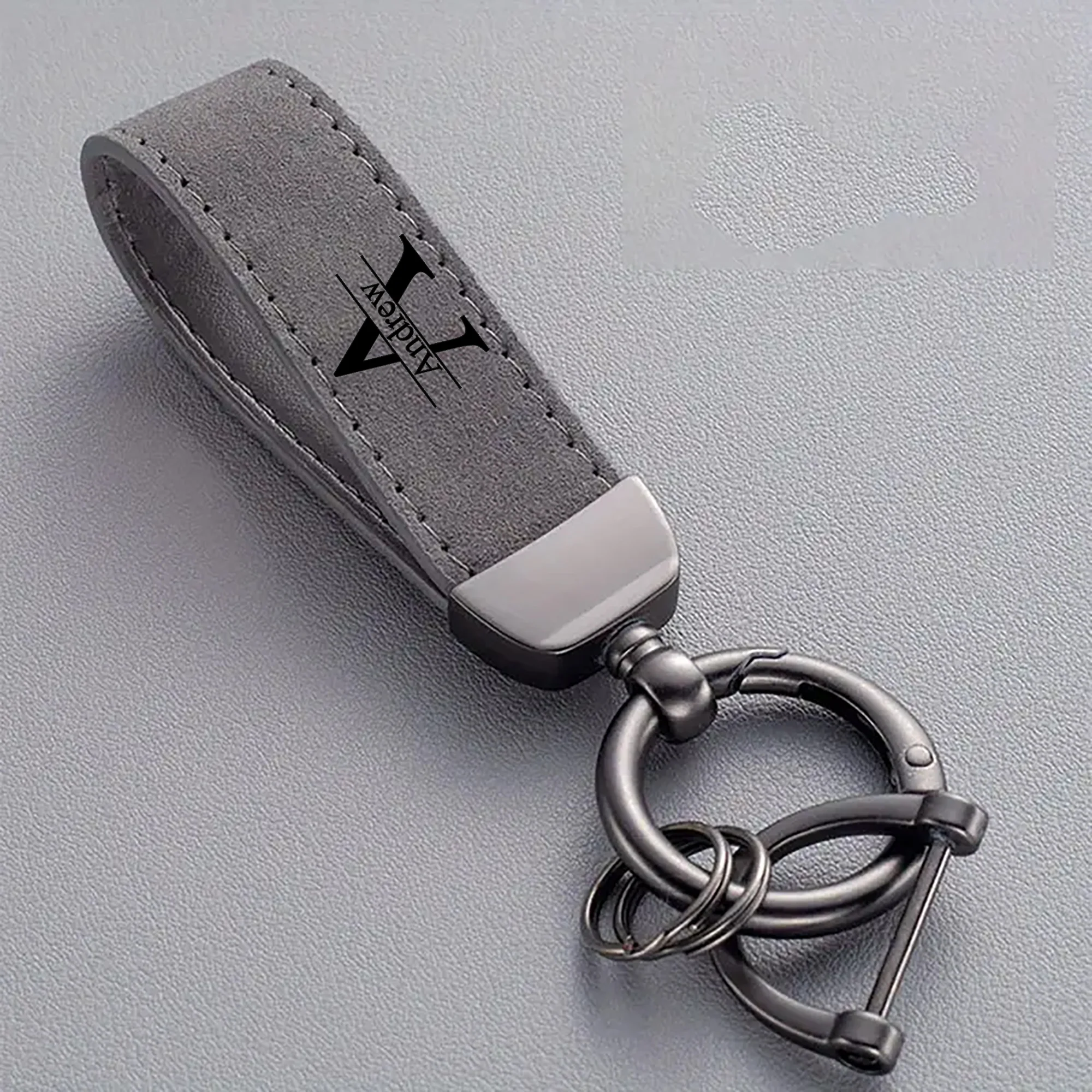 Personalised Faux-Leather Initial Keychain
