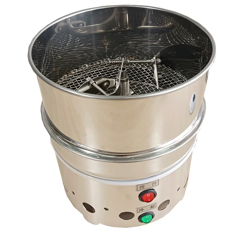 Stainless Steel Coffee Bean Roasting Hand‑Roaster Kit High‑Airflow Silver Skin Removal Flexible‑Vane Self‑Stirring Cooling Tray