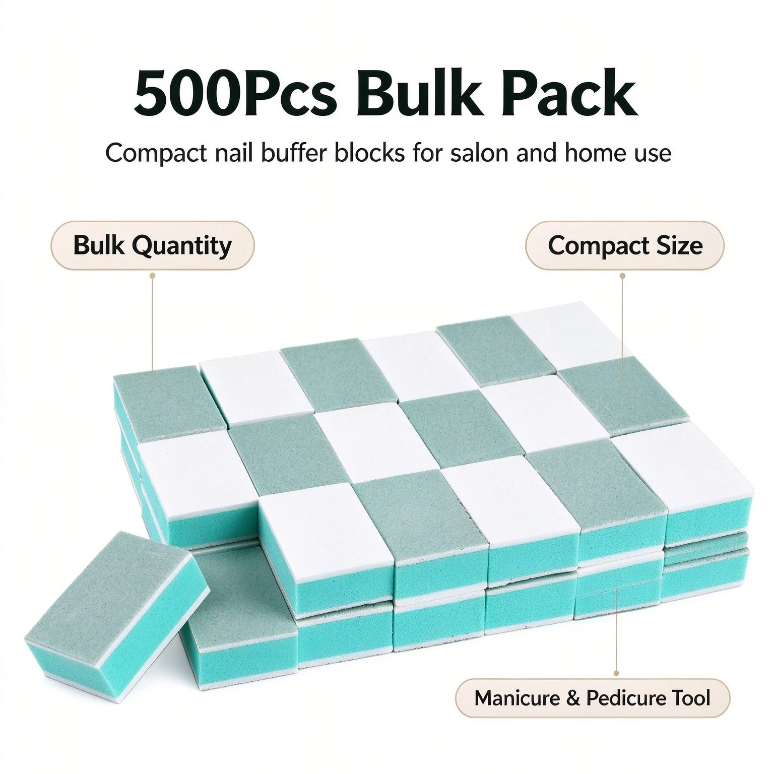 500Pcs Double-sided Mini Nail Buffer Blocks1000/4000 Grit Sponge Nail Polishing Cubes for Natural Nails Manicure Pedicure