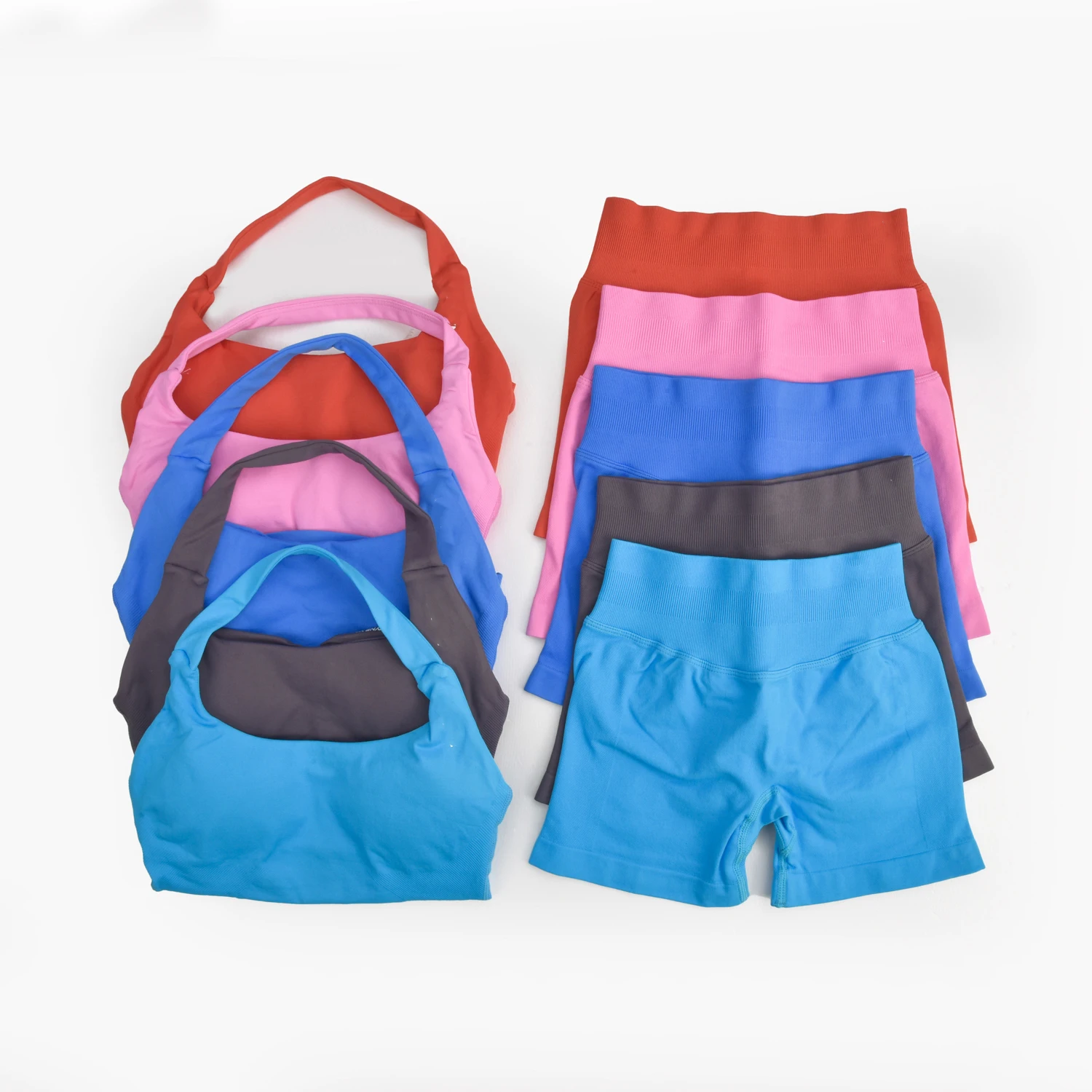 

High quality 2 PCS Set Women Seamless Yoga Set Workout Sets Halter Sports Bra Scrunch Shorts Gym Suit Fitness Clothes Sportswear