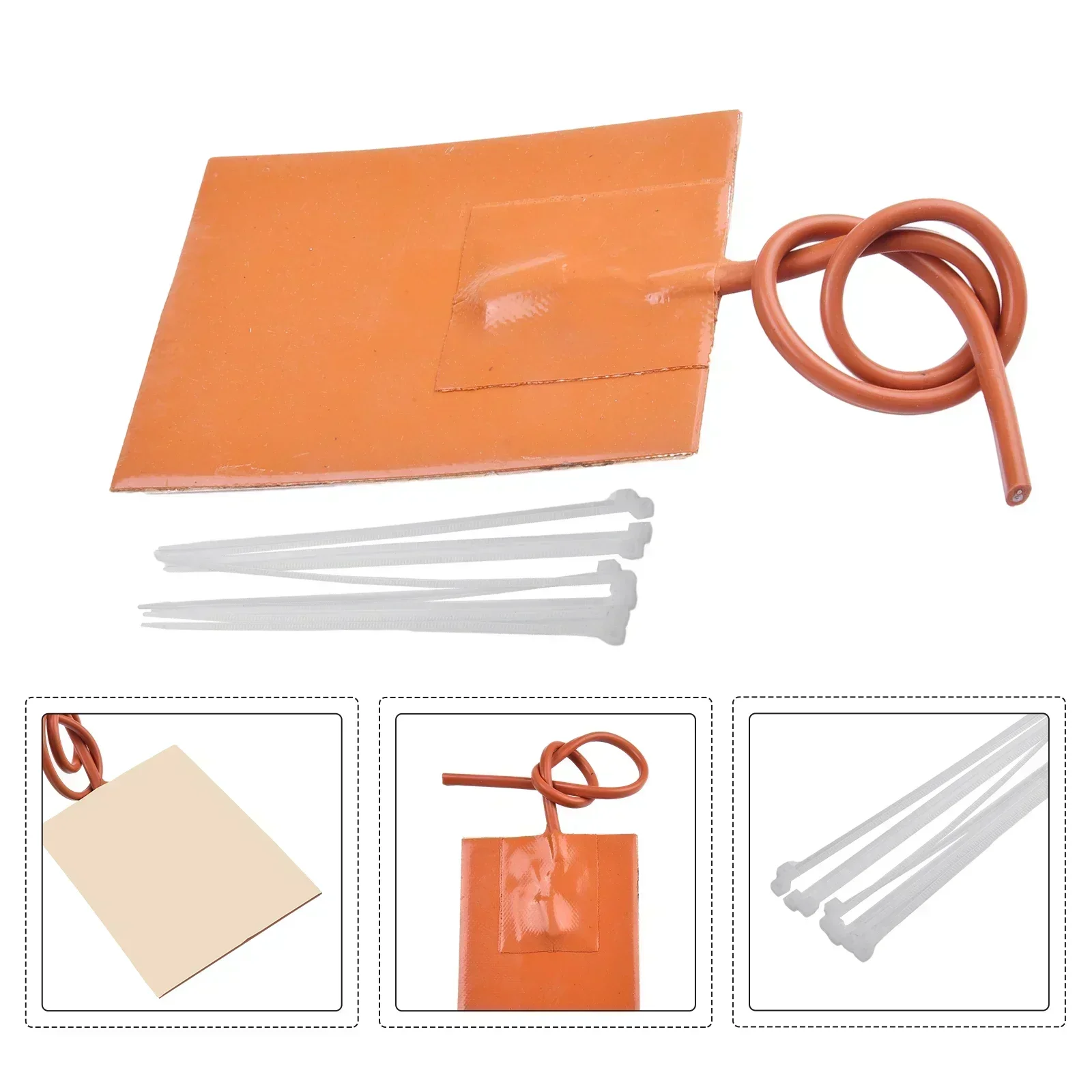 

9x13 см Нагреватель двигателя Блок баков Масляный поддон Нагревательная пластина Силиконовая нагревательная подушка Нагревательные коврики картера двигателя и проволока 35 см 12 В 100 Вт