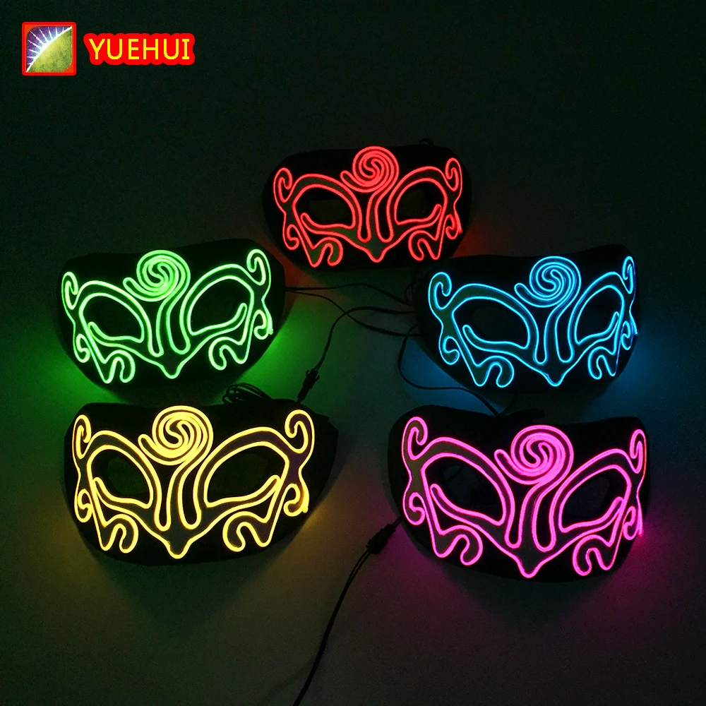 Fashion Glowing  Costume Accessory Sexy  Ladies Queen Mask Luminous LED Halloween Masquerade Mask For Rave Night Club Party