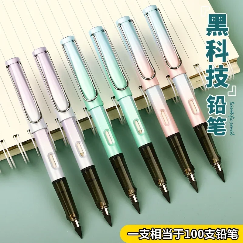 6/12 PCS Unlimited Eternal Pencil No Ink Write Fountain Pen Infinity Pencil for Writing Art Sketch Painting Kawaii Stationery