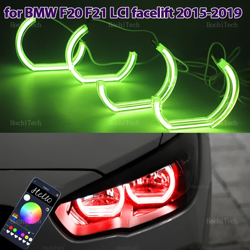 

4 разноцветных световых колец DTM RGB с управлением через приложение DRL, светодиодный комплект «ангельские глазки» для BMW 1 серии F20 F21 facelift 2015-2019