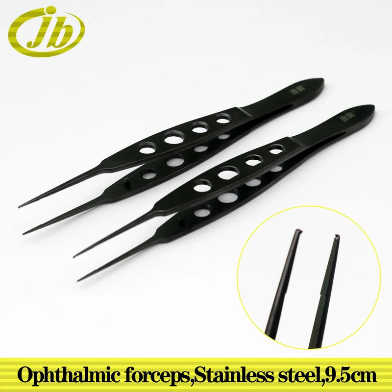 Ophthalmic Forceps ฟัน0.4มม.9.5ซม.เคลือบสูญญากาศทางการแพทย์ผ่าตัดคีมคู่ตาเครื่องมือ