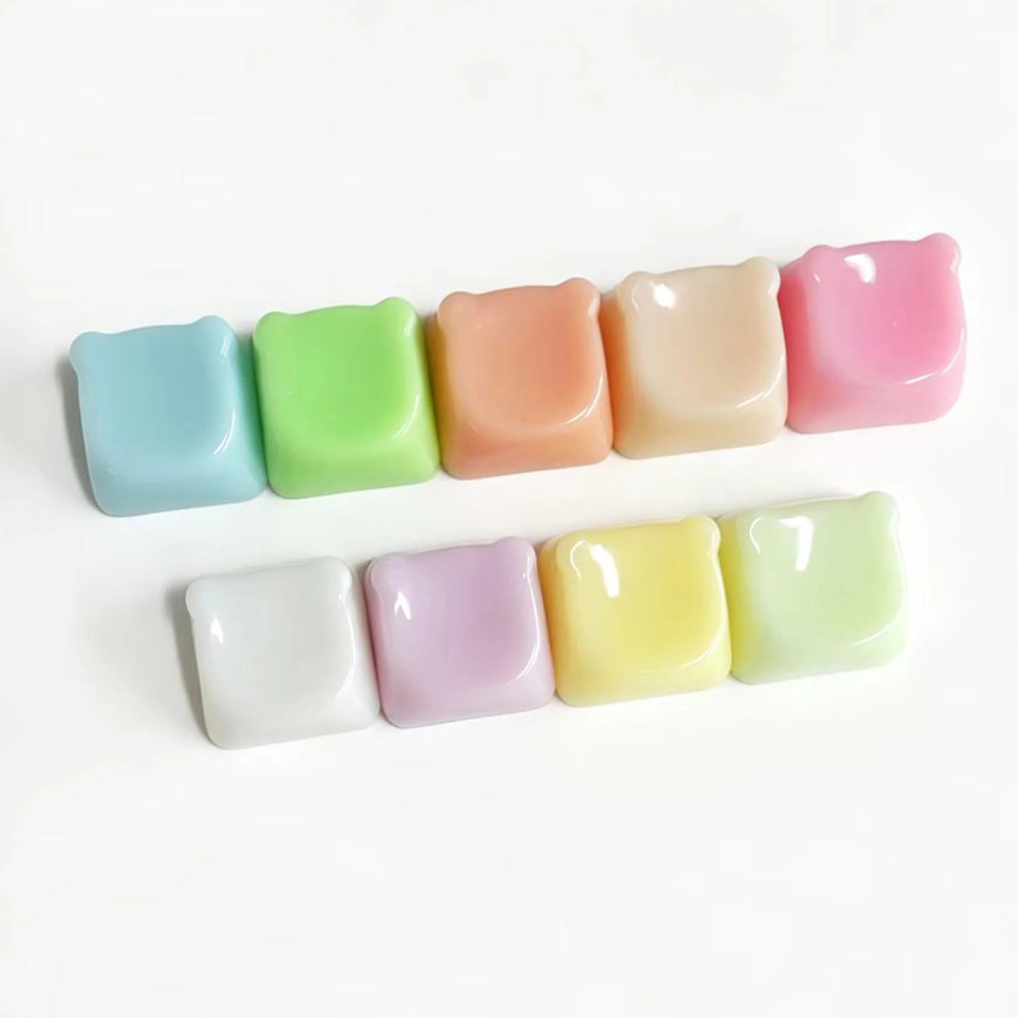 20pcs PC Cute Bear Head Blank Color Pink White Red Green Blue Yellow Purple 1u Keycaps DIY(Blank PC Material)