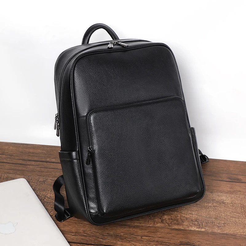 100% Cow Genuine Leather Men Backpacks Fashion Real Natural Leather Student Backpack Boy Luxury Brand large Computer Laptop Bag