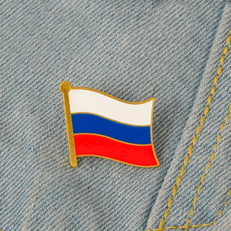Alfileres esmaltados con bandera de Rusia, broches personalizados, insignias de solapa simples, joyería de paz y amor, regalo para amigos