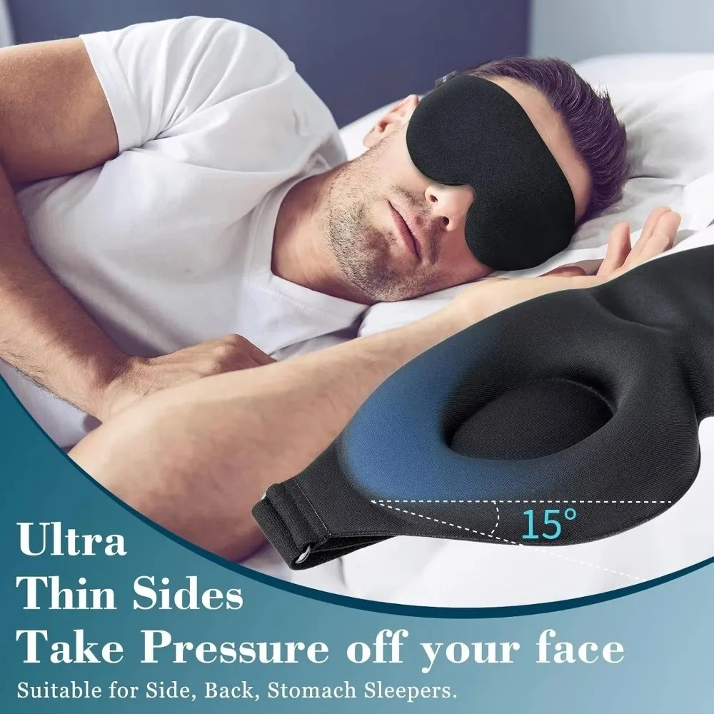 New Blackout Sleeping Mask Adjustable Strap Polyester 3D Eye Mask Breathable Lightweight Blindfold Mask Travel